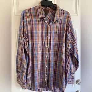 BORN Shirt Button Up Mens L Cotton Purple Check Long Sleeve Western Outdoor Gorp
